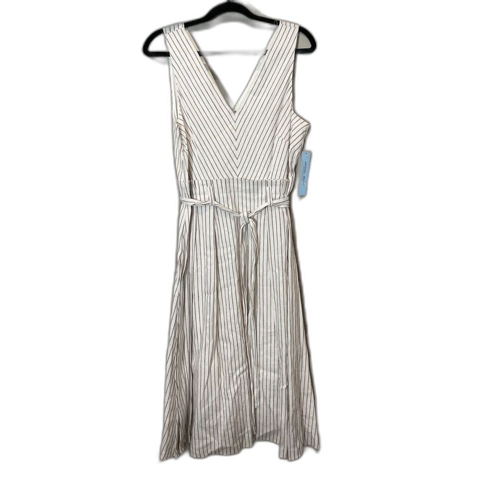 Antonio Melani Striped Linen-Blend Sleeveless Midi Dress, Size 10